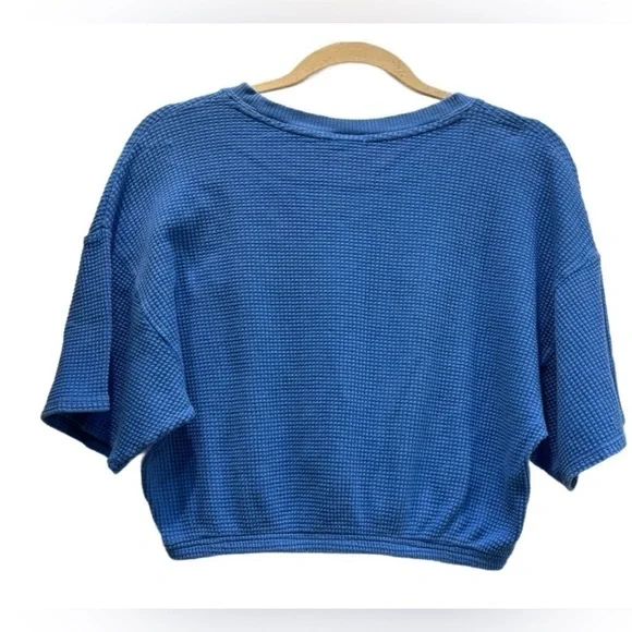 Aerie Offline “Just Another Saturday Night” Cropped Blue Thermal Tee NWT - Picture 3 of 11